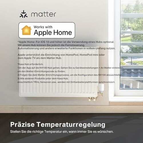 Matter-Integration mit Apple Home und präzise Temperaturregelung.