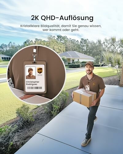 Lieferant bringt ein Paket zu einem Haus.