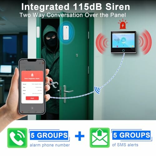 Einbrecher wird von Alarmsystem entdeckt.