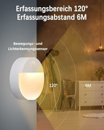 Bewegungssensor-Licht mit 120 Grad Erfassungsbereich und 6 Meter Erfassungsabstand