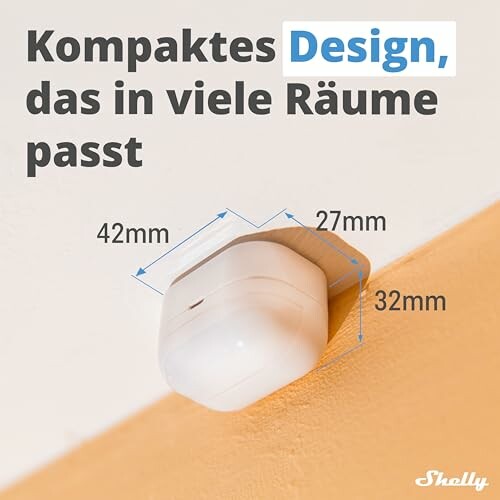 Kompaktes Design des Shelly-Geräts an einer Wand