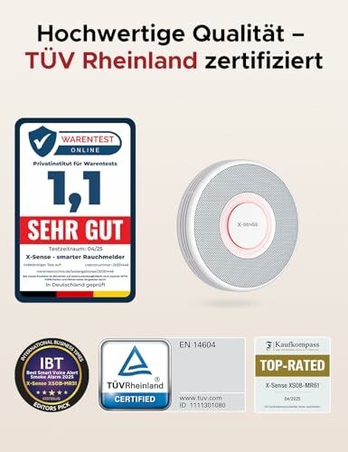 Rauchmelder mit TÜV Rheinland Zertifizierung und Auszeichnungen