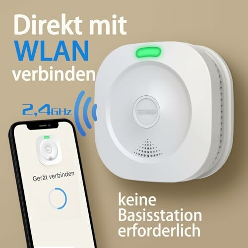 Gerät verbindet sich direkt mit WLAN, keine Basisstation erforderlich.
