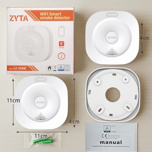 WiFi-Rauchmelder mit Zubehör und Anleitung